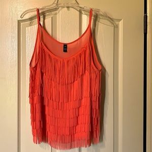 Coral fringe top